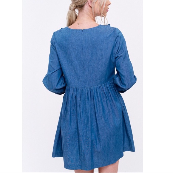 VANDA Ruffle Chambray Dress - Picture 2 of 2